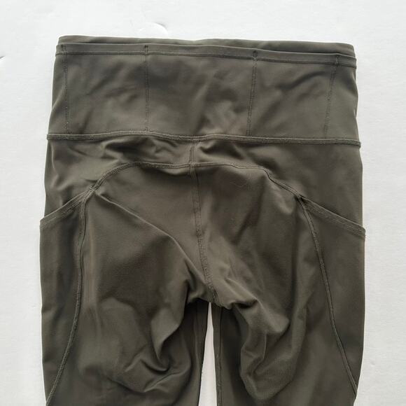 Lululemon Fast & Free Crop 19" Dark Olive Size 4 Nulux High Rise Run Gym Cardio - Picture 5 of 7